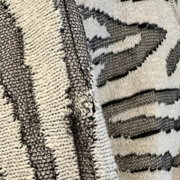 STAUD Fringe Knit Kimono Poncho Dress Animal Print V-neck Slit Sides Flowy S - Picture 3 of 6